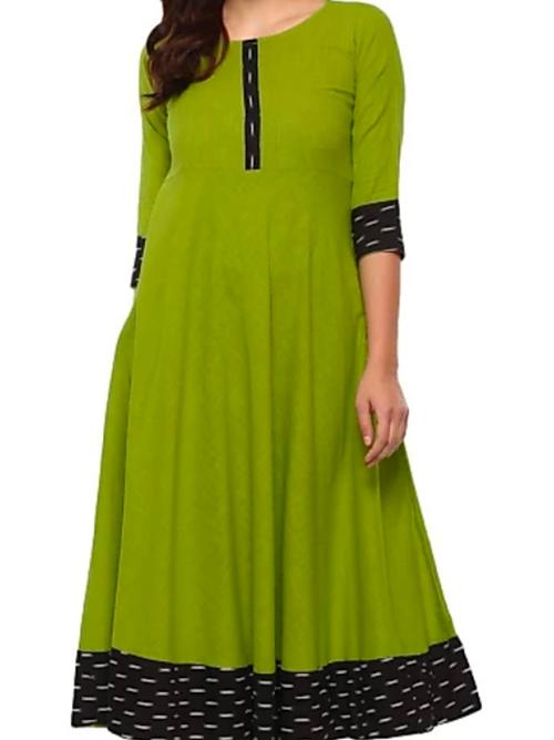 light green cotton blend kurta - 17853550 - Very Small Image - 1