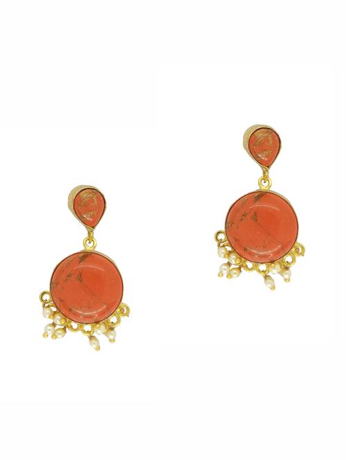 orange brass drop earring - 17853628 - Very Small Image - 1