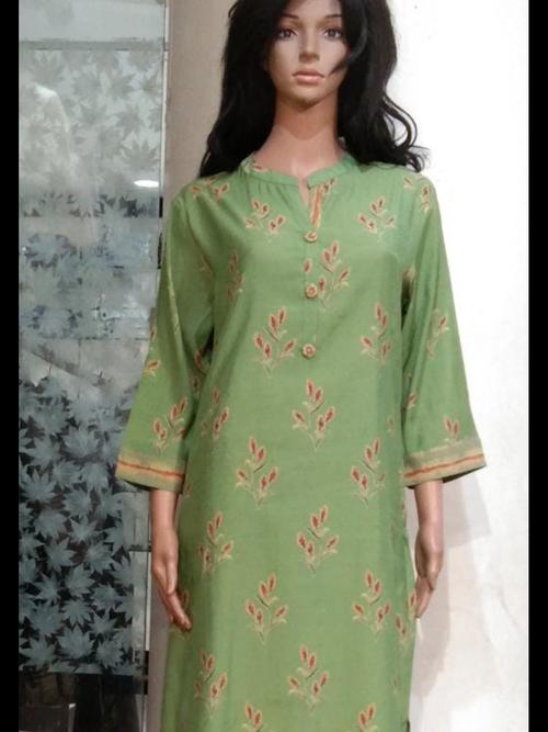 cotton kurti set green color flower - 17853761 - Very Small Image - 1