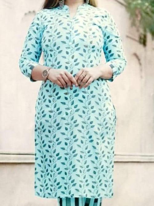 skyblue cotton kurti - 17854116 - Very Small Image - 1