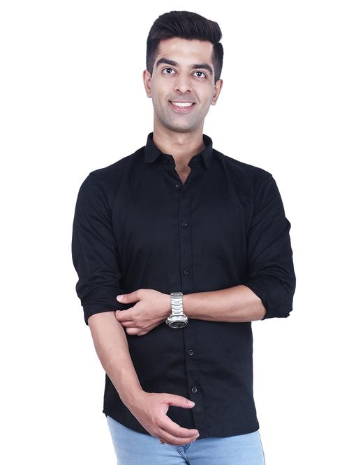 this casual solid shirt has a - 17854188 - Very Small Image - 1