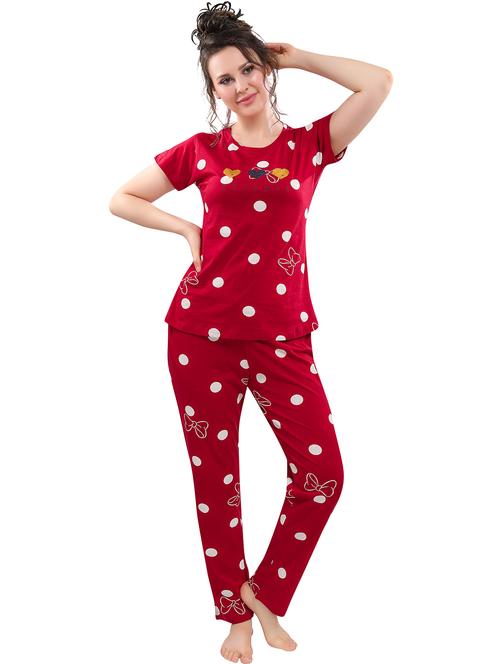 red polka dot pyjama set nightwear set - 17854378 - Very Small Image - 1
