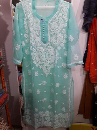 green georgette kurta - 17855105 - Very Small Image - 1