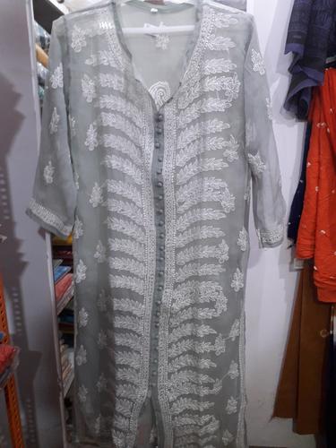 grey georgette kurta - 17855117 - Very Small Image - 1