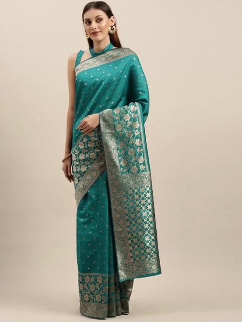 design details: teal green kanjeevaram woven - 17855462 - Very Small Image - 1