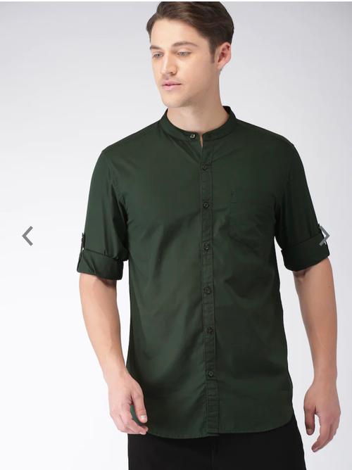 olive green cotton casual shirt - 17855583 - Very Small Image - 1