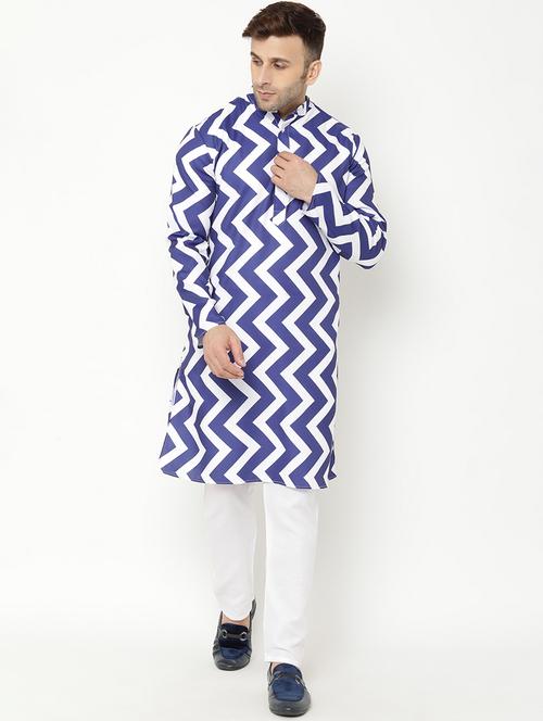 blue printed kurta pyjama set - 17855799 - Very Small Image - 1