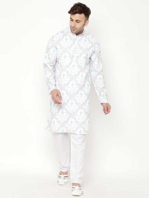 grey printed kurta pyjama set - 17855862 - Very Small Image - 1