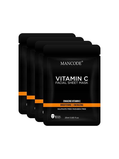 mancode vitamin c sheet mask, 20ml ( pack of 4 ) - 17855953 - Very Small Image - 1
