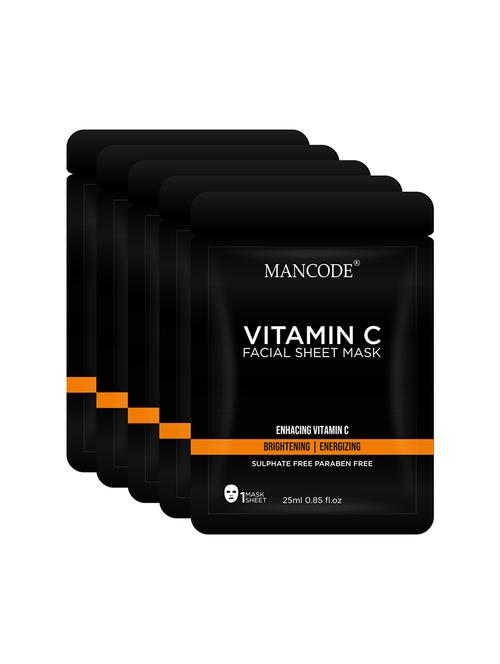 mancode vitamin c sheet mask, 20ml ( pack of 5 ) - 17855956 - Very Small Image - 1