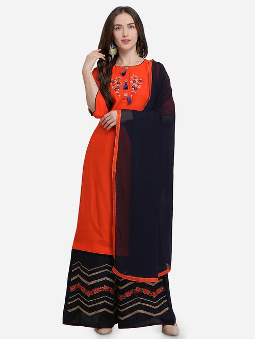 embroidered semi-stitched suit - 17856843 - Very Small Image - 1