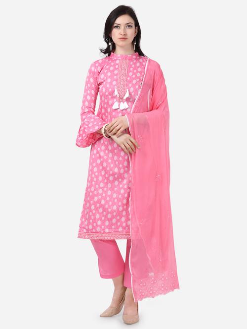 embroidered semi-stitched suit - 17856853 - Very Small Image - 1