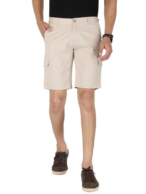 cream solid bermuda shorts - 17856933 - Very Small Image - 1