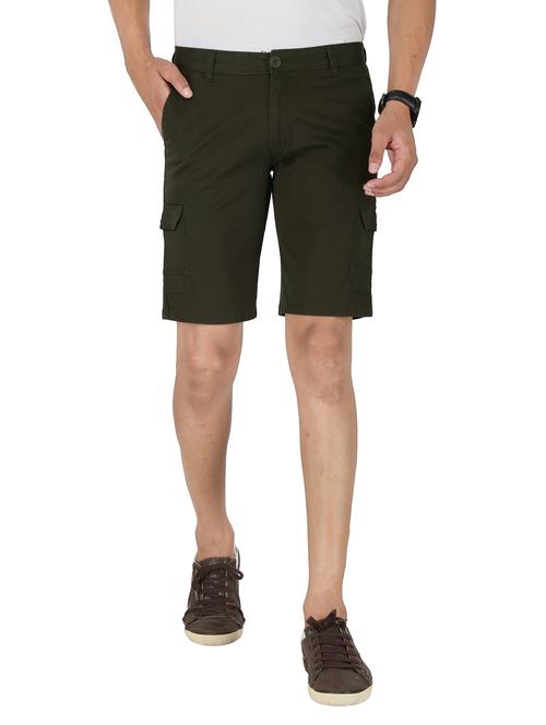 olive green solid bermuda shorts - 17856938 - Very Small Image - 1