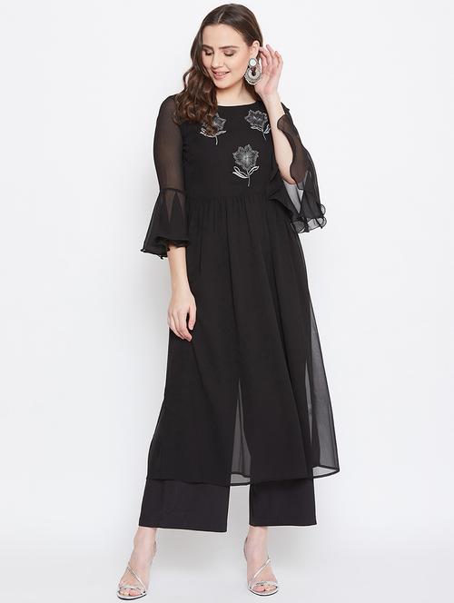 embroidered kurta palazzo set - 17859358 - Very Small Image - 1