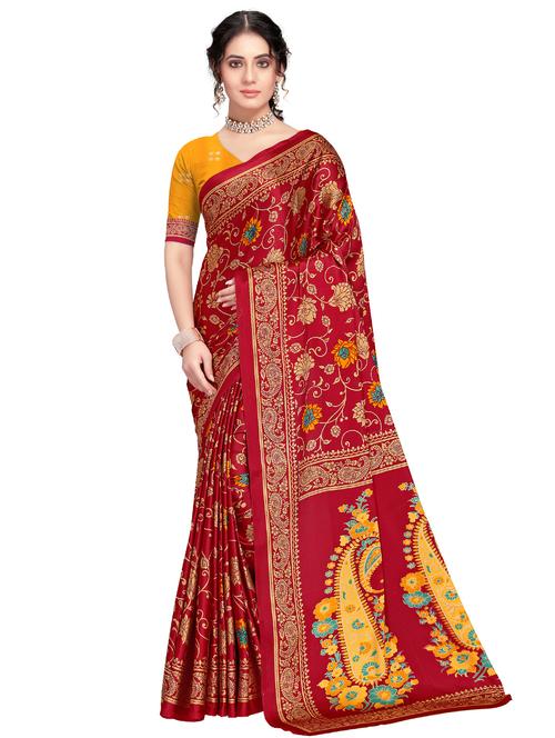 floral printed saree with blouse - 17860104 - Very Small Image - 1