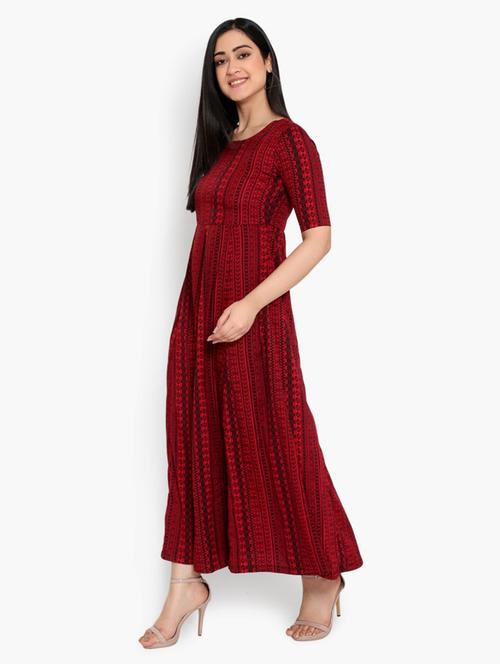 printed flared ethnic dress - 17860508 - Very Small Image - 1
