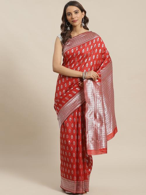 design details: sliver red kanjeevaram woven - 17860758 - Very Small Image - 1