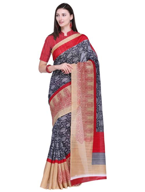 floral printed saree with blouse - 17861064 - Very Small Image - 1