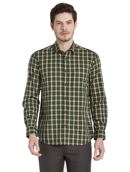 olive green checkered casual shirt - 17861750 - Very Small Image - 1