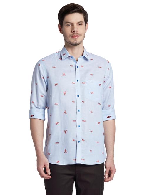 blue printed casual shirt - 17861759 - Very Small Image - 1
