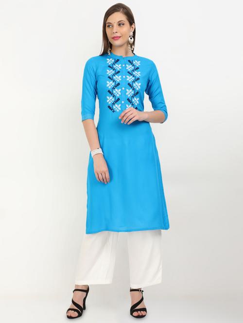 embroidered straight kurta - 17862043 - Very Small Image - 1