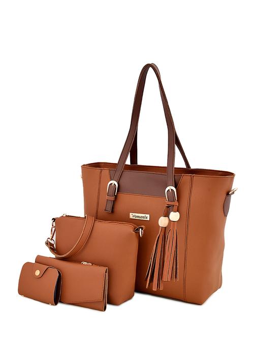 tan leatherette (pu) handbag - 17862081 - Very Small Image - 1