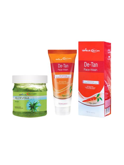 gemblue biocare aloevera scrub, 500ml and de-tan face wash, 150ml - 17862267 - Very Small Image - 1