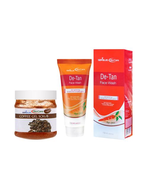 gemblue biocare coffee scrub, 500ml and de-tan face wash, 150ml - 17862273 - Very Small Image - 1