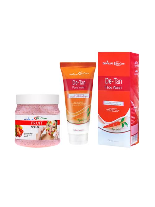 gemblue biocare fruit scrub, 500ml and de-tan face wash, 150ml - 17862278 - Very Small Image - 1
