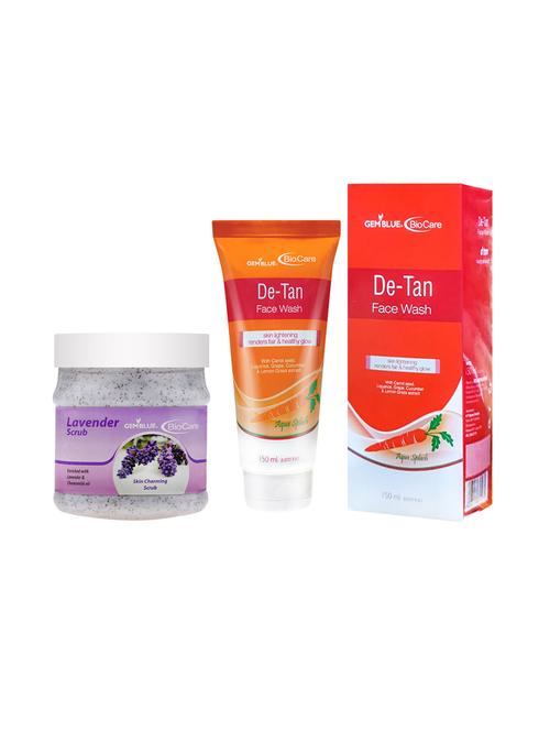 gemblue biocare lavendar scrub, 500ml and de-tan face wash, 150ml - 17862282 - Very Small Image - 1
