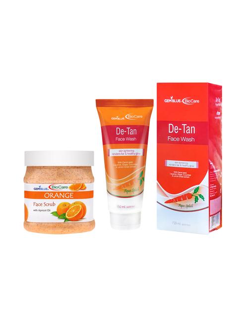 gemblue biocare orange scrub, 500ml and de-tan face wash, 150ml - 17862285 - Very Small Image - 1