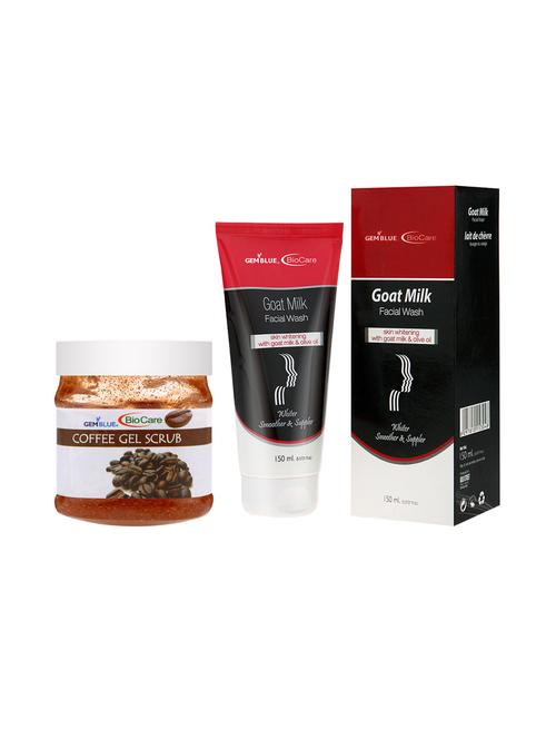 gemblue biocare coffee scrub, 500ml and goat milk face wash, 150ml - 17862296 - Very Small Image - 1