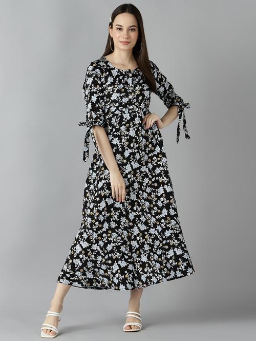 floral flared ethnic dress - 17862320 - Very Small Image - 1