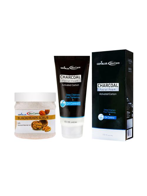 gemblue biocare blackhead scrub, 500ml and charcoal face wash, 150ml - 17862331 - Very Small Image - 1