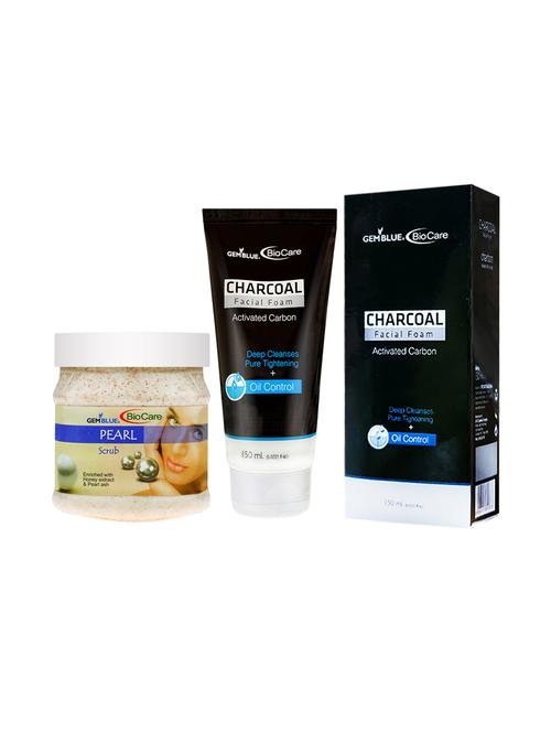 gemblue biocare peral scrub, 500ml and charcoal face wash, 150ml - 17862348 - Very Small Image - 1