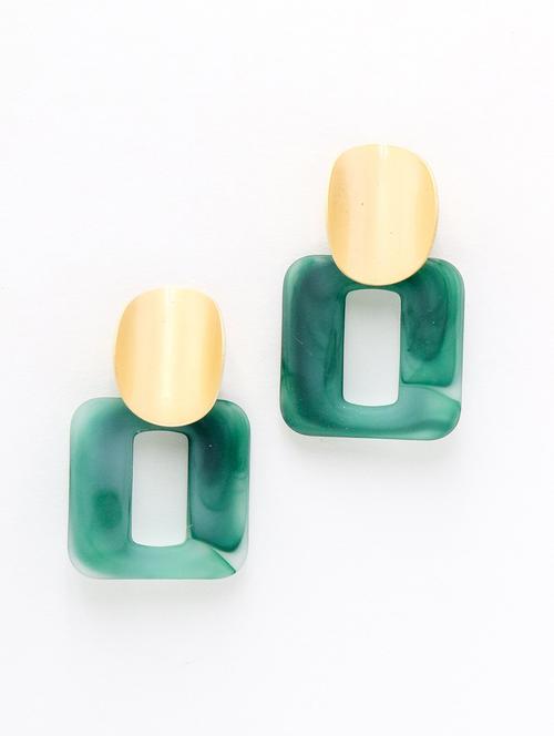 green metal drop earring - 17862805 - Very Small Image - 1