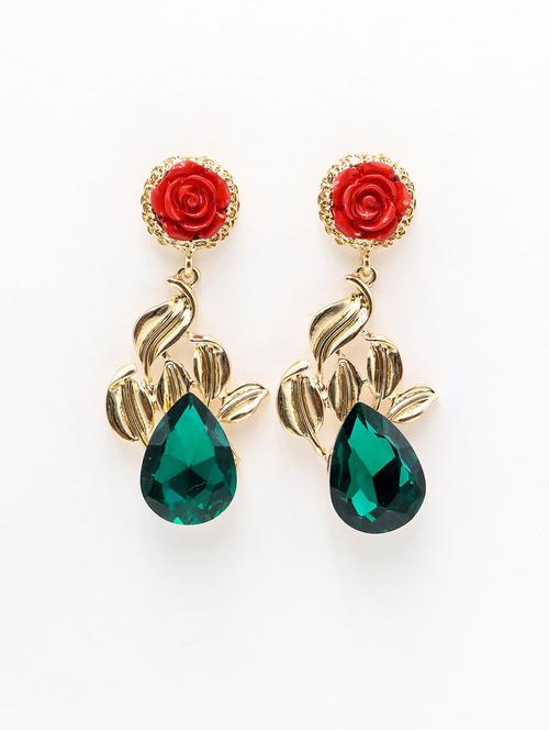 green metal drop earring - 17862810 - Very Small Image - 1