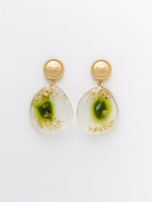 green metal drop earring - 17862825 - Very Small Image - 1