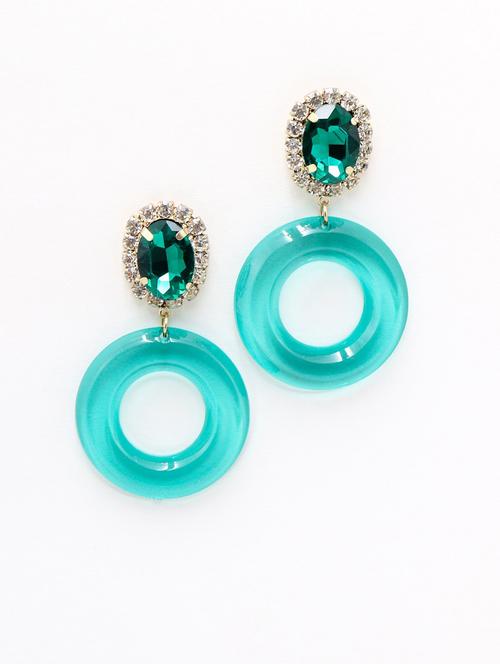 green metal drop earring - 17862827 - Very Small Image - 1