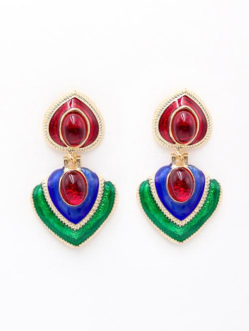 green metal drop earring - 17862841 - Very Small Image - 1
