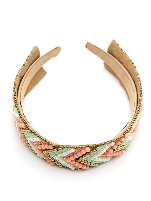 odette beige modish multicoloured beaded hair band - 17863132 - Very Small Image - 1