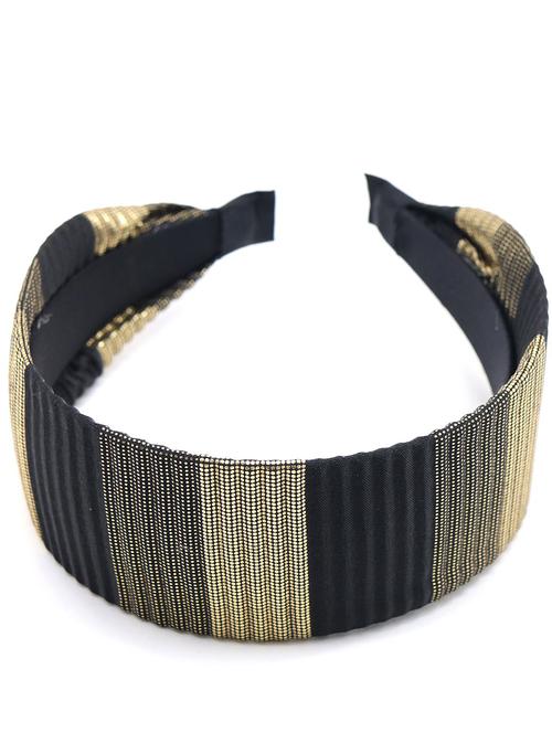 odette striped golden and black splendid hair band - 17863135 - Very Small Image - 1