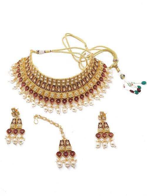 gold metal necklaces and earring - 17863298 - Very Small Image - 1