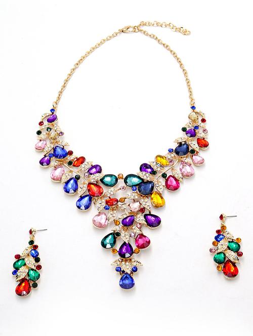 multi colored metal necklaces and earring - 17863315 - Very Small Image - 1