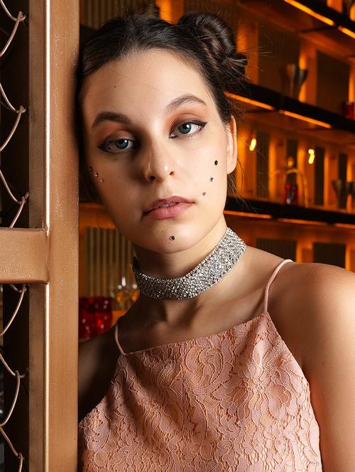 silver metal choker necklace - 17863343 - Very Small Image - 1