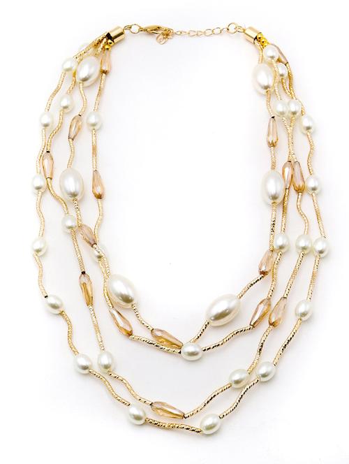 odette golden wavy pearl and bead necklace - 17863437 - Very Small Image - 1