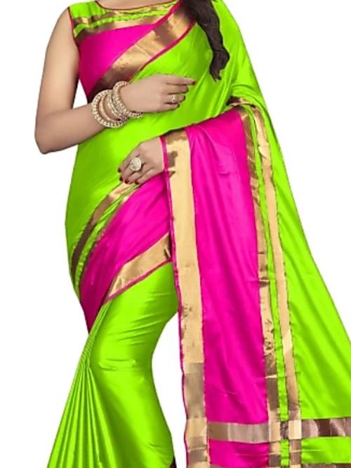 green cotton saree - 17863764 - Very Small Image - 1