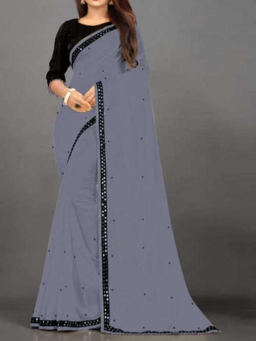 grey silk saree - 17864090 - Very Small Image - 1
