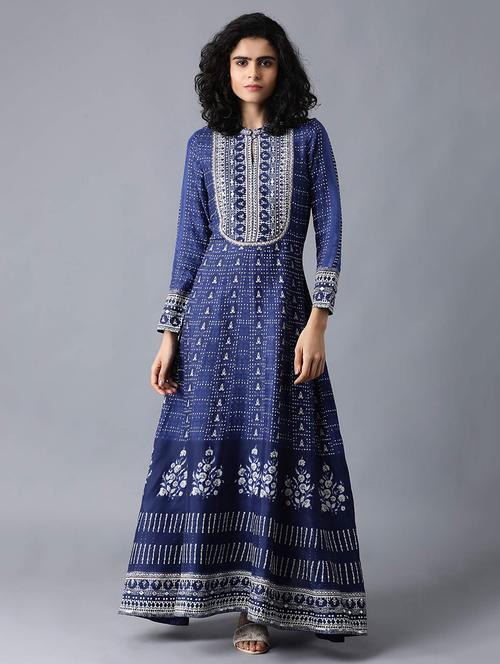 indigo flared ethnic dress - 17864375 - Very Small Image - 1